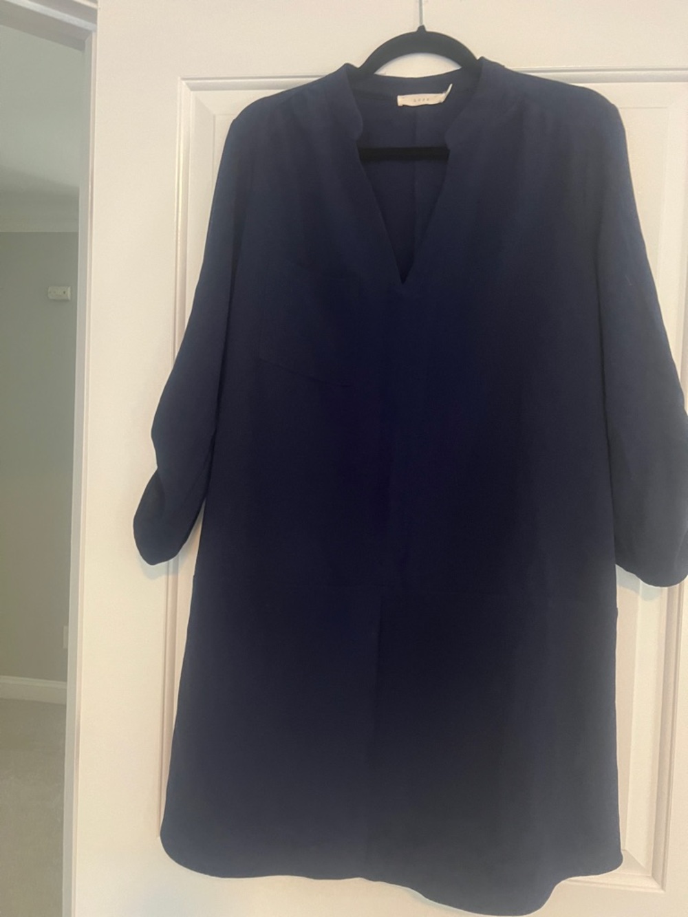 Lush Navy Blue V-Neck Shift Dress